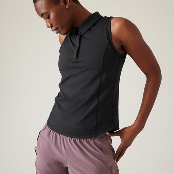 Athleta Tops - Athleta black polo tank size Small